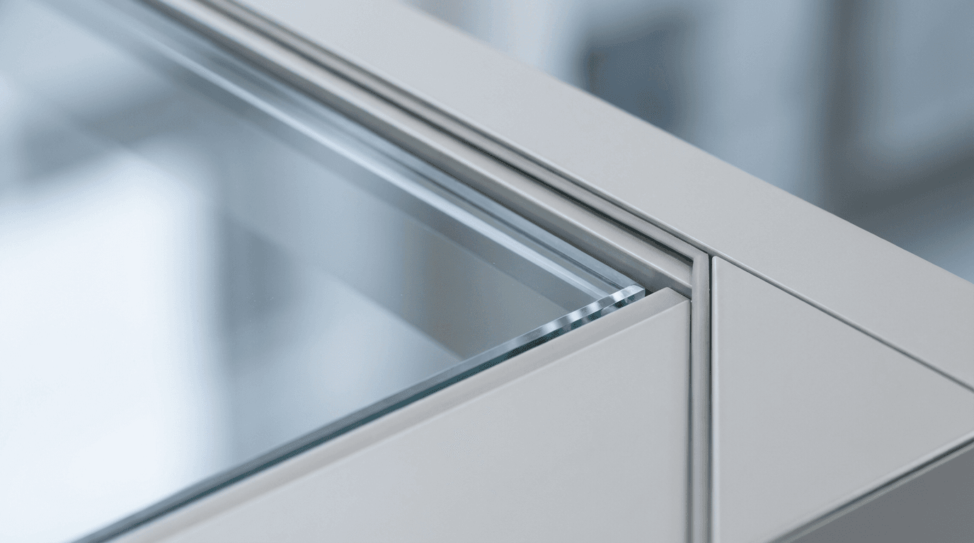 A clean window reflecting a clear sky and clouds, with a microfiber cloth nearby showing a job well done.